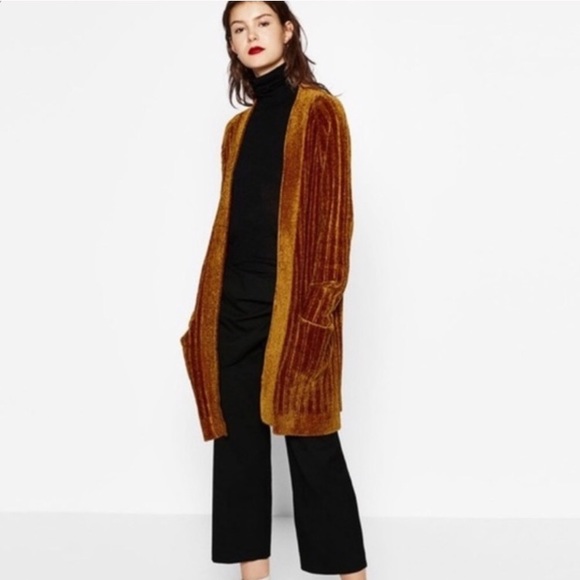 mustard chenille cardigan